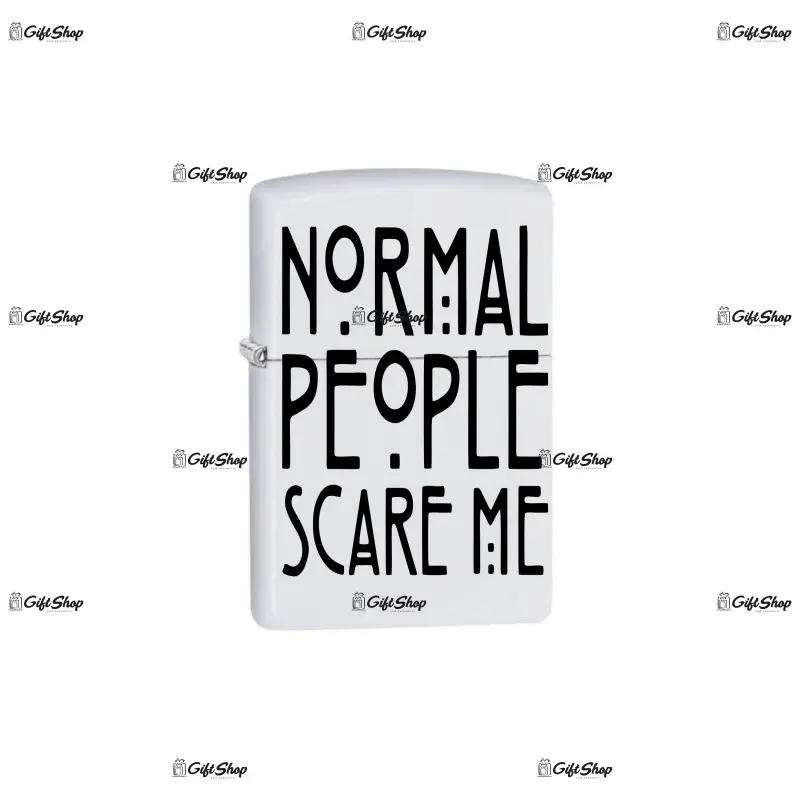Normal people scare me, bricheta metalica gravata laser cu mesaj